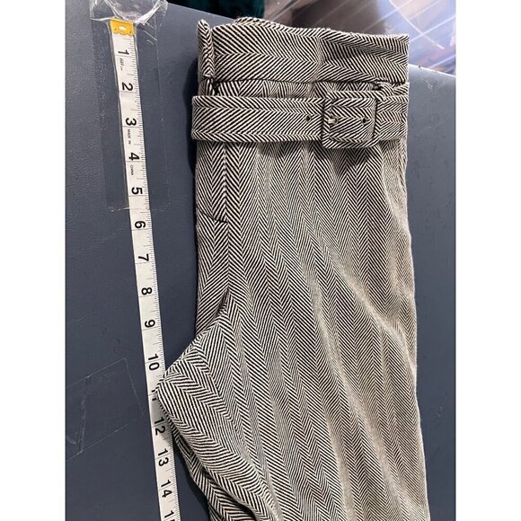 Ann Taylor LOFT Womens Herringbone Wool Blend Belted Wide Leg Pants 8P career - Picture 5 of 8